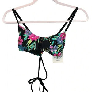 NEW Arizona Jean Company Black Pink Floral‎ Print Swimsuit